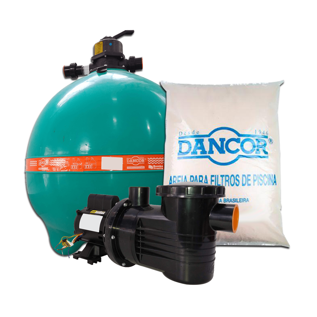 Termolar Aquecimento - Kit-Filtro (Bomba PF 1.1/2Cv, Filtro DFR 30 Dancor e Areia) Até 136.000L