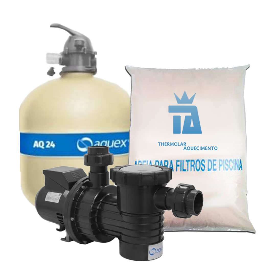 Termolar Aquecimento - Kit-Filtro Aquex: Filtro AQ24 + Bomba de 1.0CV+5 Areias (Até 104 mil litros) 